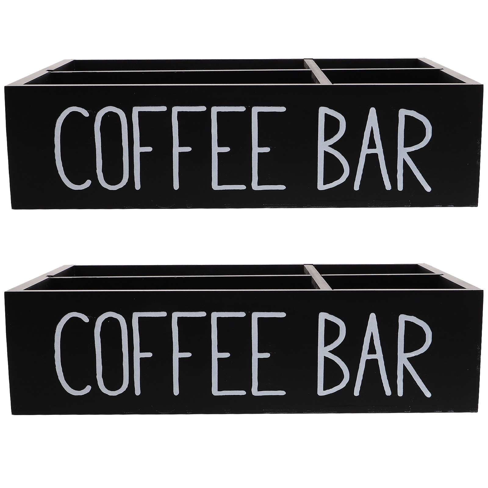Coffee Tea Sugar - 2 stuks koffie-organizer van hout, suikerdos,