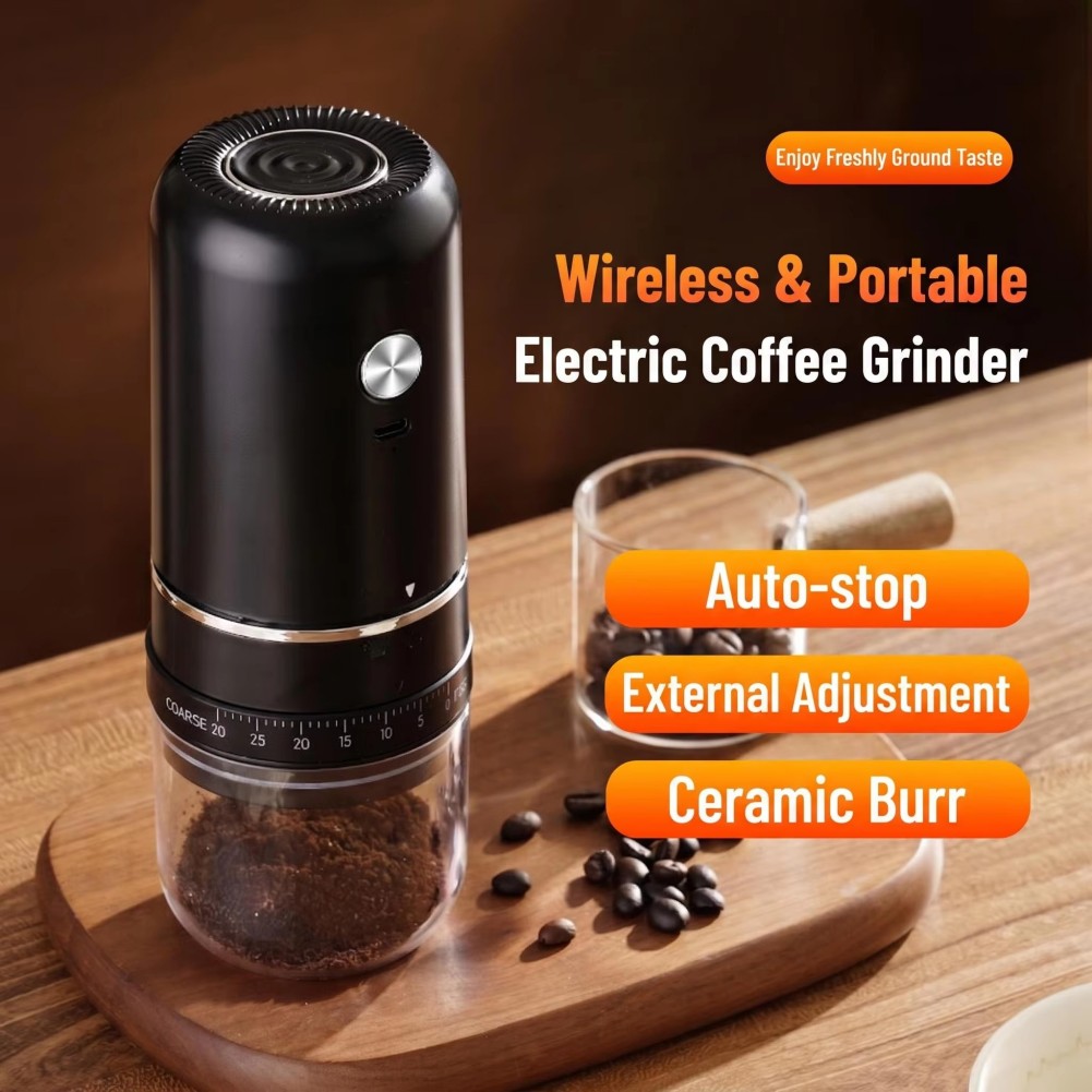 Burr Hand Grinder - Elektrische koffiebonenmolen met conische maalsteen, verstelbaar,