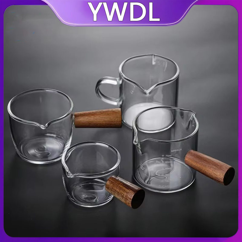Barista Milk Jug - 50-250 ml houten handvat glazen espresso