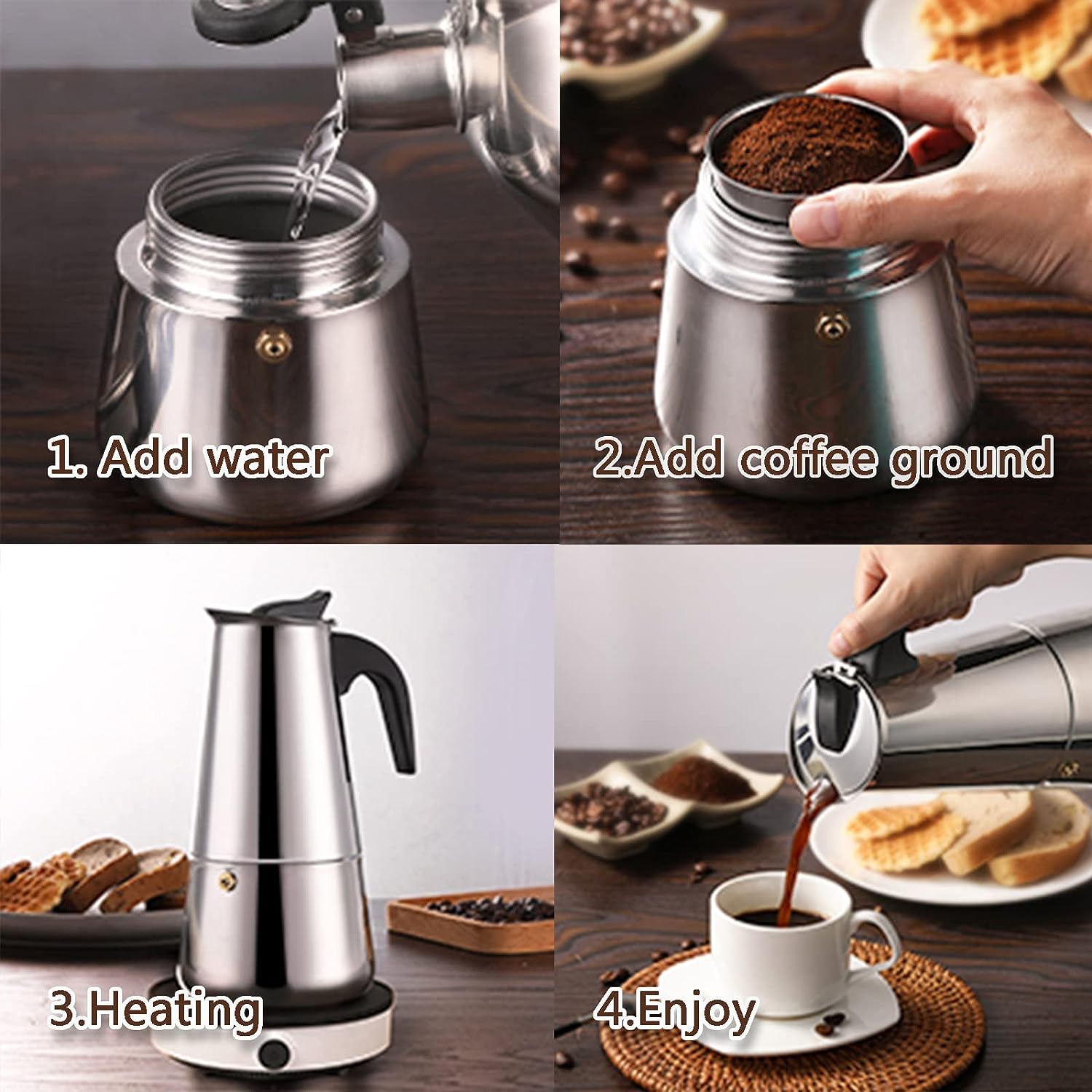 4/6/9 Cups Moka Pot Caffe Mach - Moka Pot Stove recensie en prijs